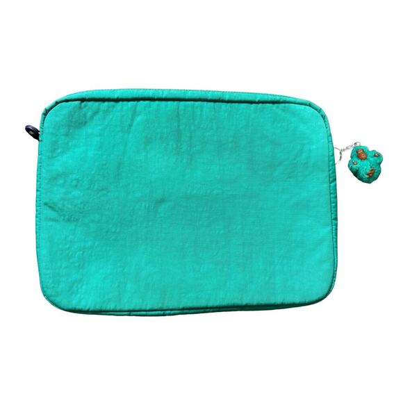 Kipling Nylon Laptop Sleeve Zipper Closure Money Keychain In Clay Teal & Purple - Picture 6 of 11